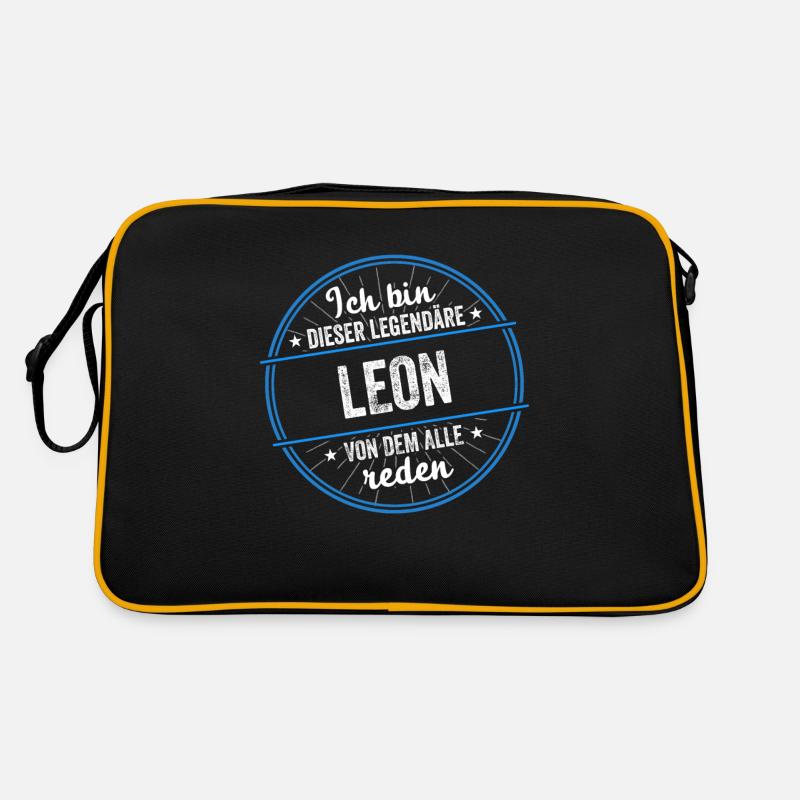 Ich bin dieser legendärer Leon Name - Retro Tasche - Schwarz/Gold