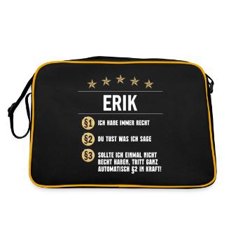Erik Habe immer Recht Namenstag - Retro Tasche - Schwarz/Gold - Hinten