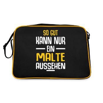 Malte Vorname Name Geburtstag - Retro Tasche - Schwarz/Gold - Hinten