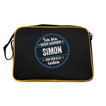Ich bin dieser legendärer Simon Name - Retro Tasche - Schwarz/Gold - Hinten
