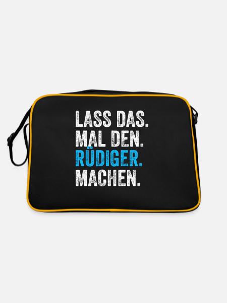 Lass das mal den Rüdiger machen Name - Retro Tasche - Schwarz/Gold - Hinten