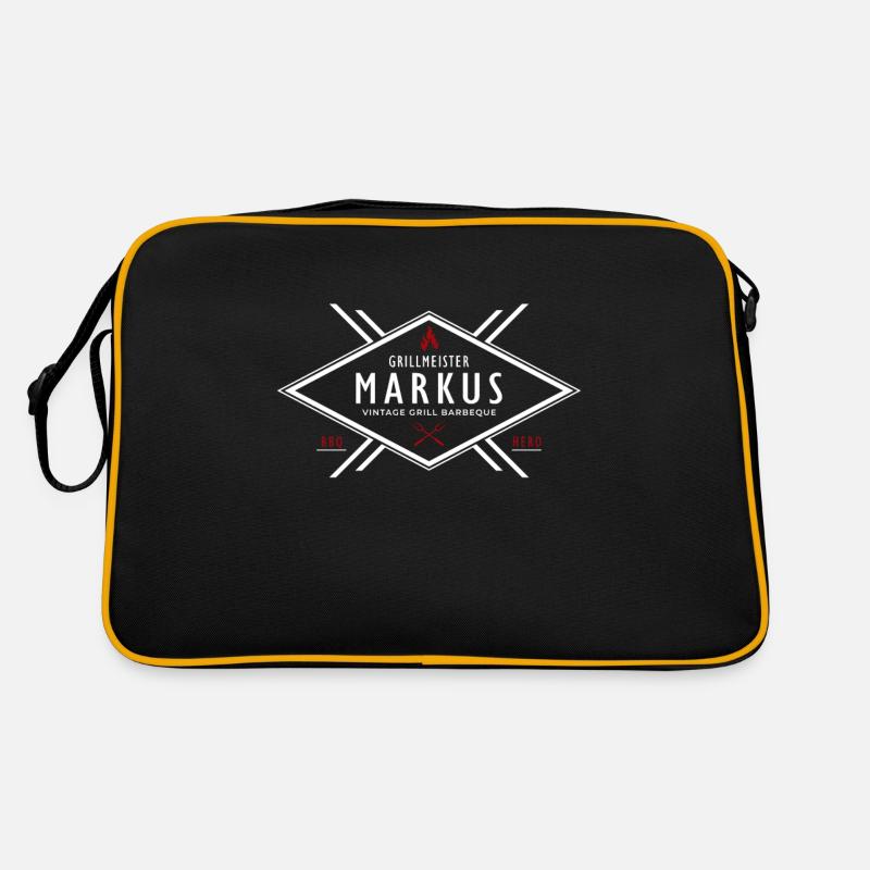 Grillmeister Markus Vorname Name - Retro Tasche - Schwarz/Gold