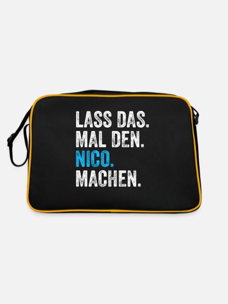 Lass das mal den Nico machen Name - Retro Tasche - Schwarz/Gold - Hinten