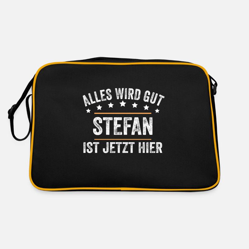 Stefan Vorname Name Geburtstag - Retro Tasche - Schwarz/Gold