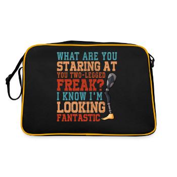 Leg surgery wheelchair lost leg - Retro Bag - black/gold - Back