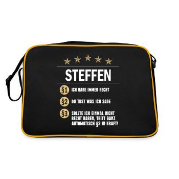 STeffen Habe immer Recht Namenstag - Retro Tasche - Schwarz/Gold - Hinten