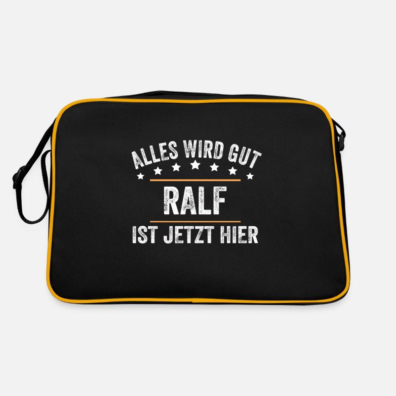 Ralf Vorname Name Geburtstag - Retro Tasche - Schwarz/Gold