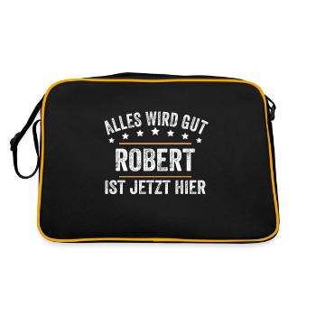 Robert Vorname Name Geburtstag - Retro Tasche - Schwarz/Gold - Hinten