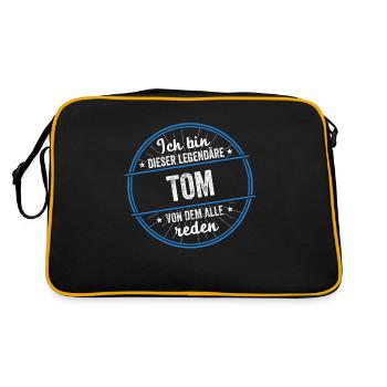 Ich bin dieser legendärer Tom Name - Retro Tasche - Schwarz/Gold - Hinten