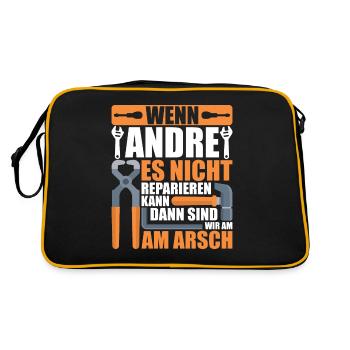 Vorname Andre Name Geburtstag Geschenk - Retro Tasche - Schwarz/Gold - Hinten