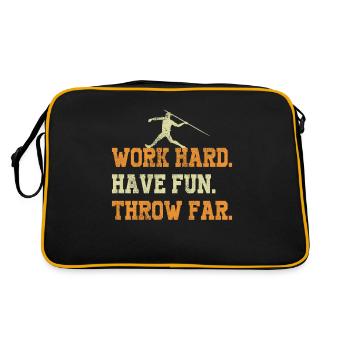Speerwurfstrecker Leichtathletik Speerwerfer - Retro Tasche - Schwarz/Gold - Hinten