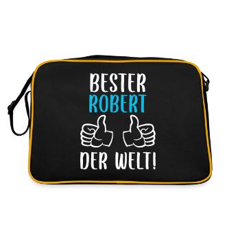 Robert Vorname Name Geburtstag - Retro Tasche - Schwarz/Gold - Hinten