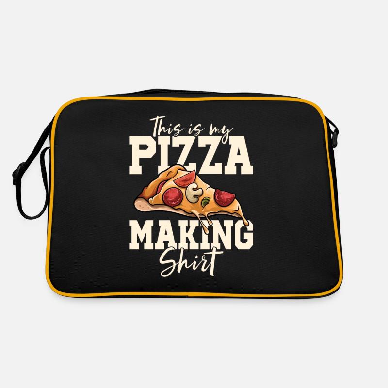 Pizza Bäcker Pizza selber machen - Retro Tasche - Schwarz/Gold