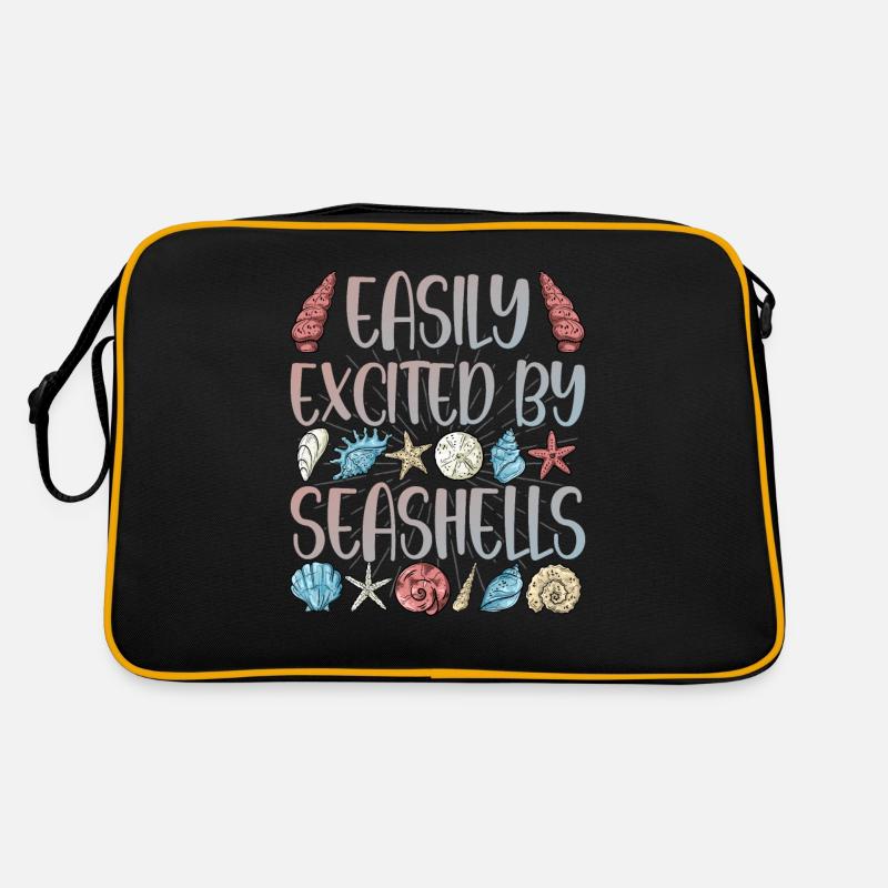 Collecting shells on the beach Shell collectors Retro Bag