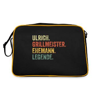 Ulrich Grillmeister Ehemann Vorname Grillen - Retro Tasche - Schwarz/Gold - Hinten