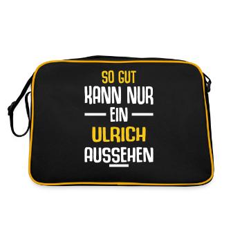 Ulrich Vorname Name Geburtstag - Retro Tasche - Schwarz/Gold - Hinten
