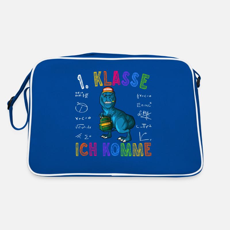 1. Klasse ich komme Grundschule Einschulung Dino Retro Tasche