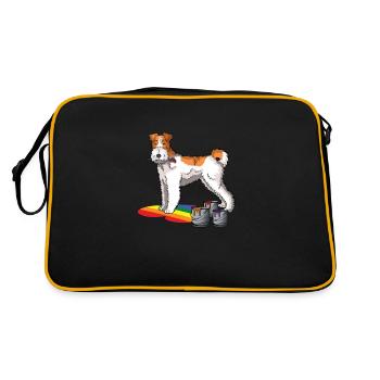 Chien Fox Terrier à poil dur - Sac Retro - noir/or - Dos