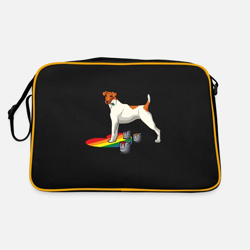 Glatthaar Foxterrier Hund - Retro Tasche - Schwarz/Gold