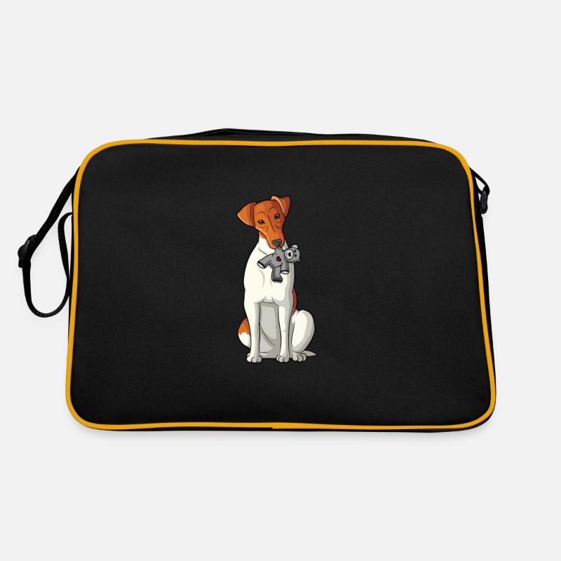 Glatthaar Foxterrier Hund - Retro Tasche - Schwarz/Gold