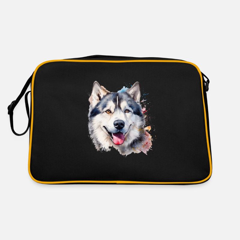 Alaskan Malamute - Retro Tasche - Schwarz/Gold