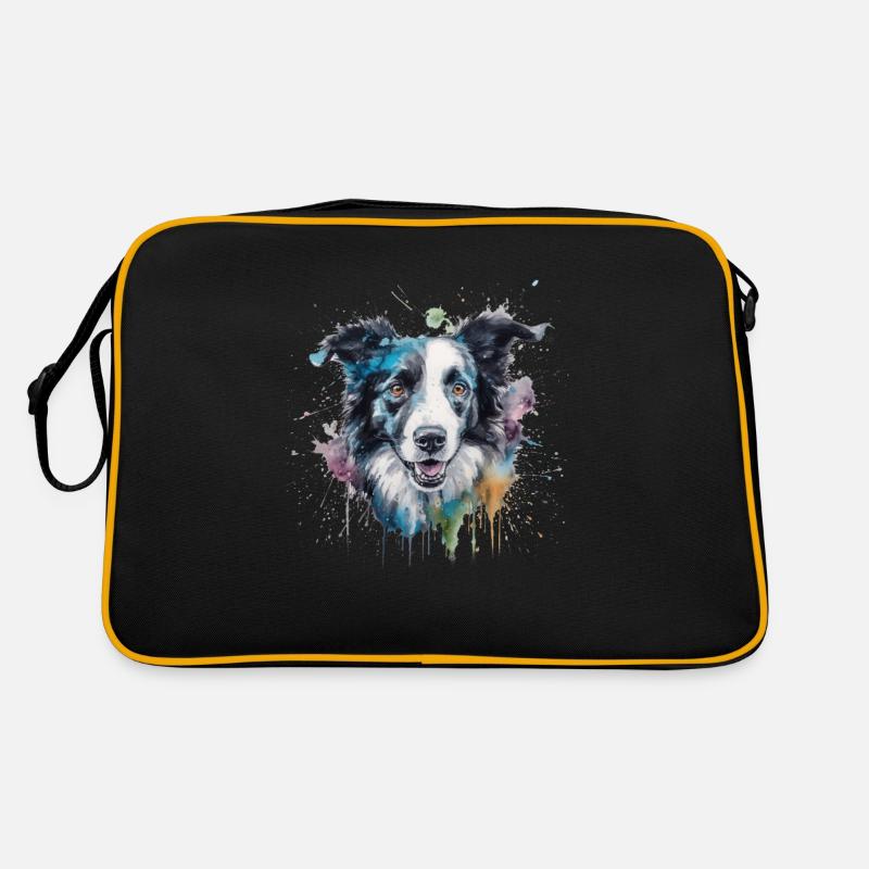 Border Collie - Sac Retro - noir/or