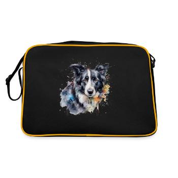 Border Collie - Retro Tasche - Schwarz/Gold - Hinten
