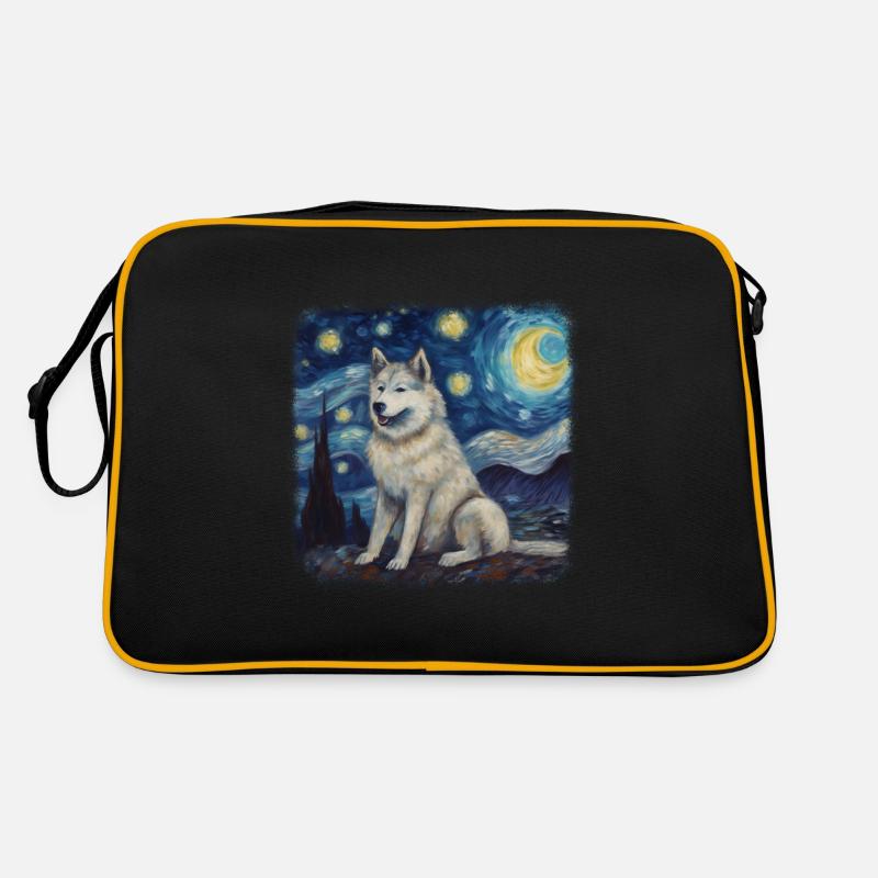 Alaskan Malamute Van gogh starry night Retro Bag