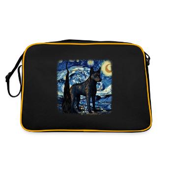 Australian Kelpie Van gogh starry night - Retro Tasche - Schwarz/Gold - Hinten