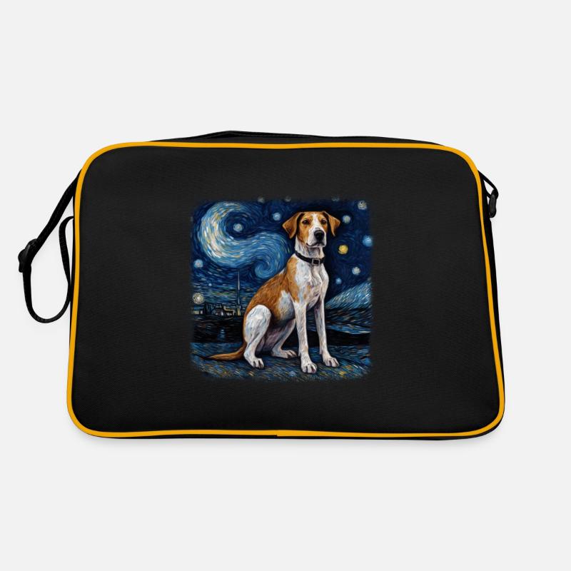 American Foxhound Van gogh notte stellata - Borsa retrò - nero/oro