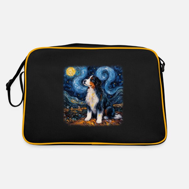 Bernese Mountain Dog Van gogh starry night Retro Bag