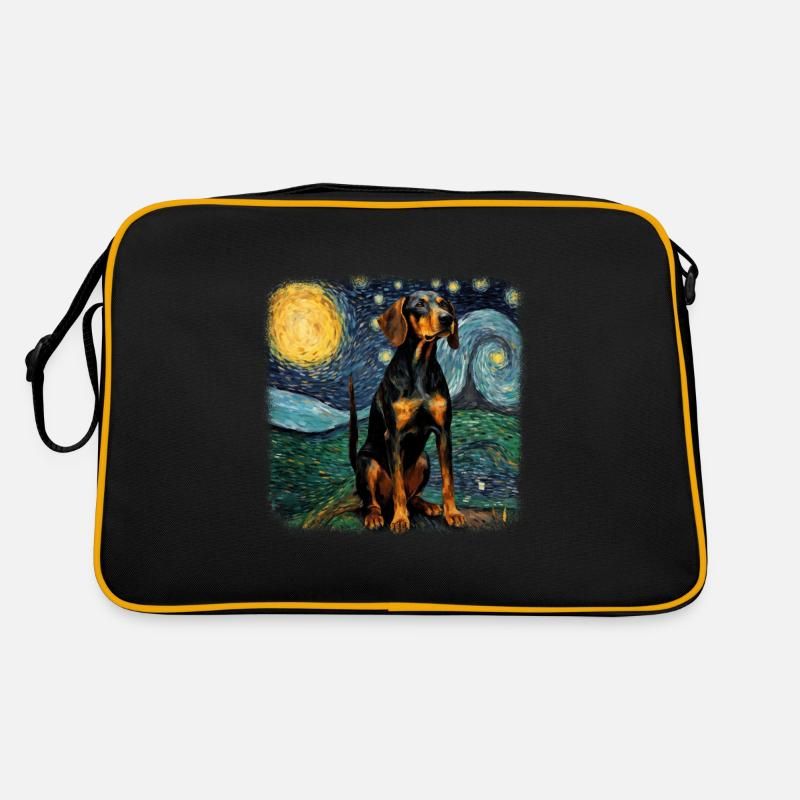 Black and Tan Coonhound Van gogh starry night Retro Bag