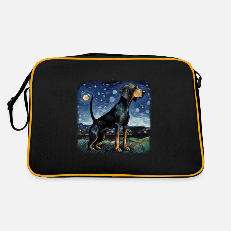 Black and Tan Coonhound Van gogh starry night Retro Bag