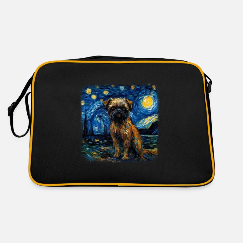 Brussels Griffon Van gogh starry night Retro Bag
