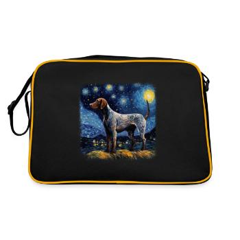 German Shorthaired Pointer Van gogh starry night - Retro Tasche - Schwarz/Gold - Hinten