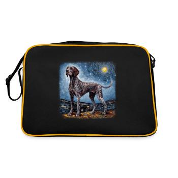 German Shorthaired Pointer Van gogh starry night - Retro Tasche - Schwarz/Gold - Hinten