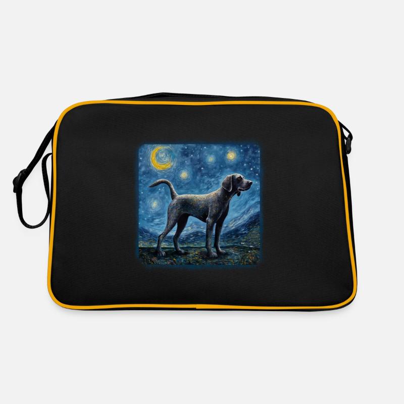German Shorthaired Pointer Van gogh starry night - Retro Tasche - Schwarz/Gold
