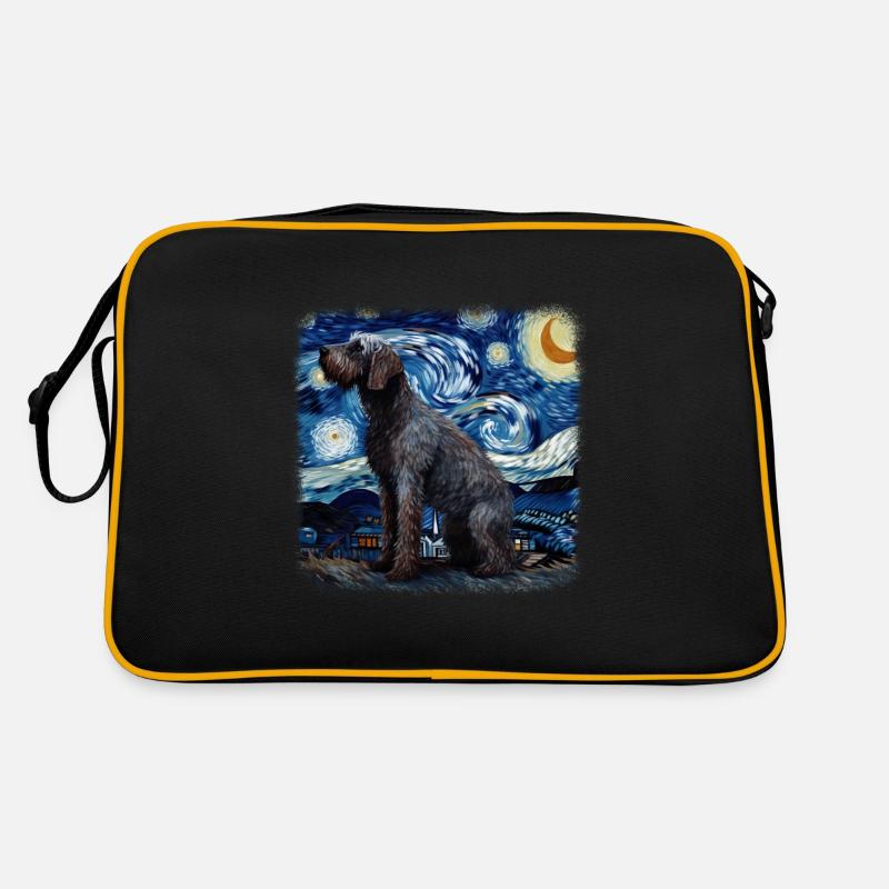 German Wirehaired Pointer Van gogh starry night Retro Bag