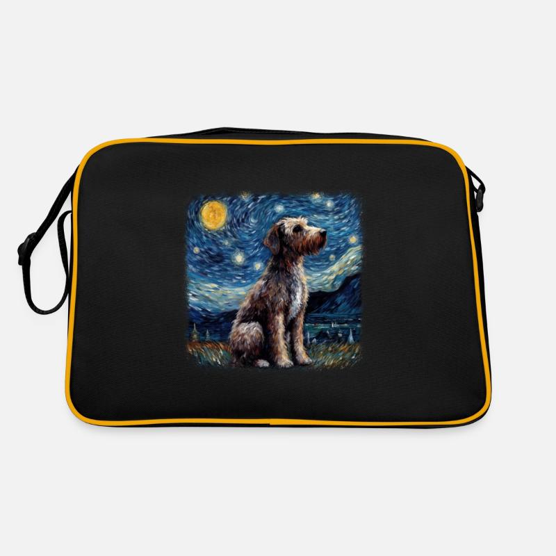 German Wirehaired Pointer Van gogh starry night Retro Bag