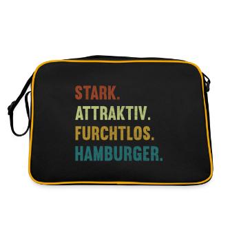 Stark Attraktiv Furchtlos Hamburger Hamburg Hanse - Retro Tasche - Schwarz/Gold - Hinten