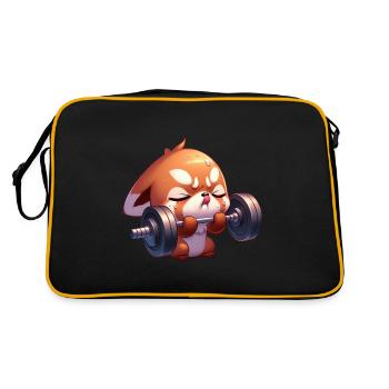 Cute Shiba Inu Fox Training Chibi Workout - Retro Bag - black/gold - Back