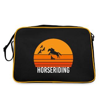 Retro Vintage Sunset Team Pferd - Retro Tasche - Schwarz/Gold - Hinten