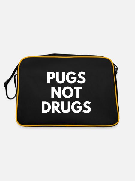 Carlins Not Drugs - Cute Kawaii Chubby Funny Dog - Sac Retro - noir/or - Dos