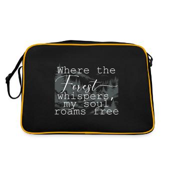 Wald Waldmotiv mit schönem Spruch - Retro Tasche - Schwarz/Gold - Hinten