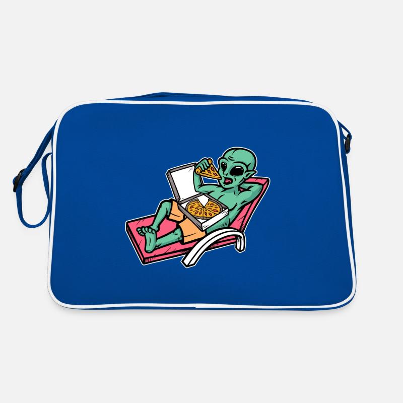 Alien isst Pizza Retro Tasche