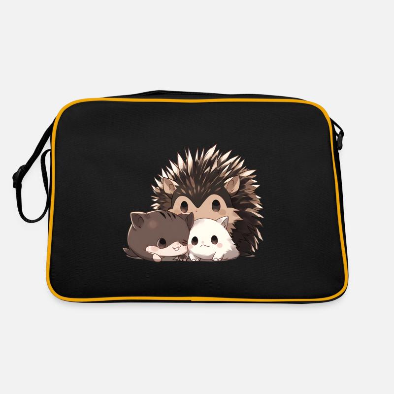 Igel mit Katzen Retro Tasche
