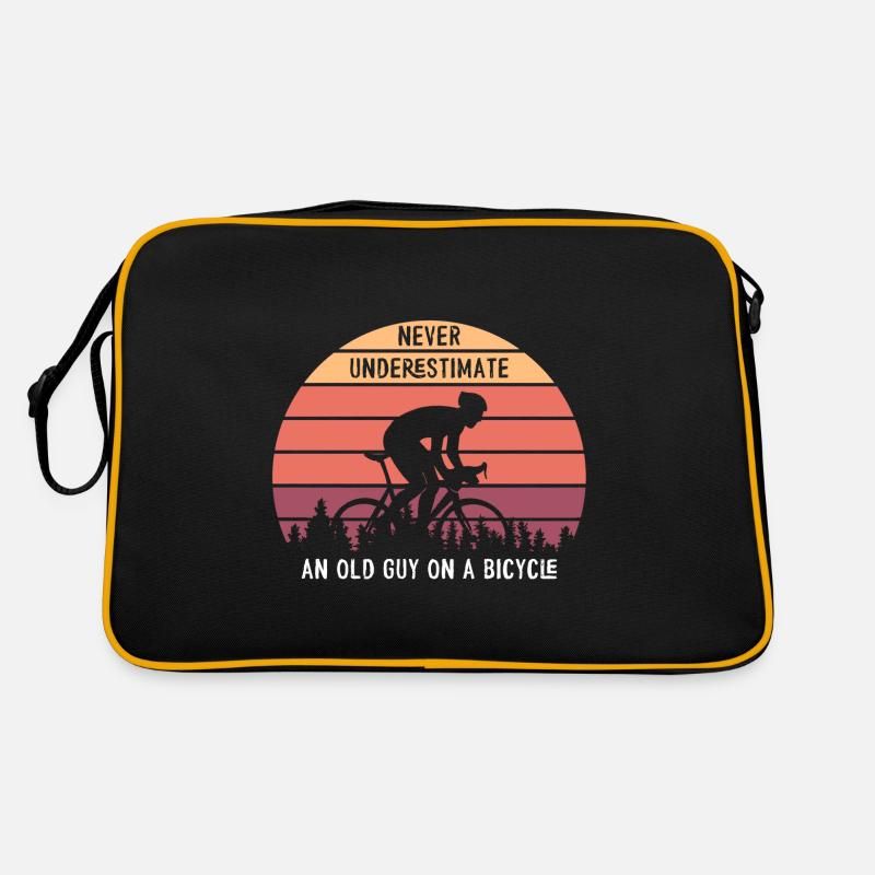 Never Underestimate The Old Guy On A Bicycle - Retro Bag - black/gold