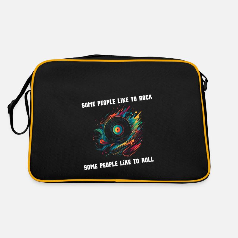 Rock'n roll Vinyl Schallplatte mit Musik Spruch Retro Tasche
