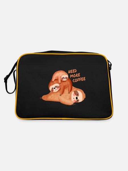 Ich fühle mich schlapp und brauche mehr Kaffee - Retro Tasche - Schwarz/Gold - Hinten