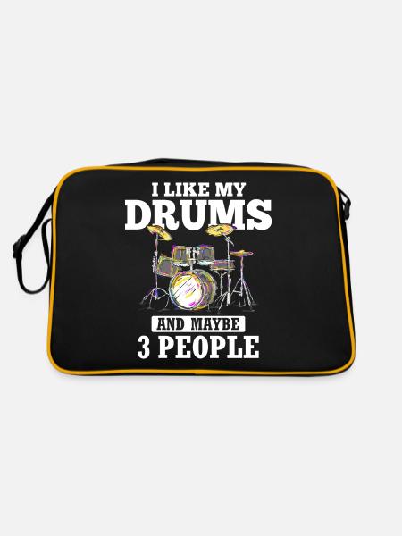 J'aime ma batterie et peut-être 3 personnes - Batteur - Sac Retro - noir/or - Dos
